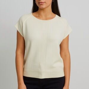 Club Monaco Women's Short Sleeve Wool Blend Top Ivory Size S